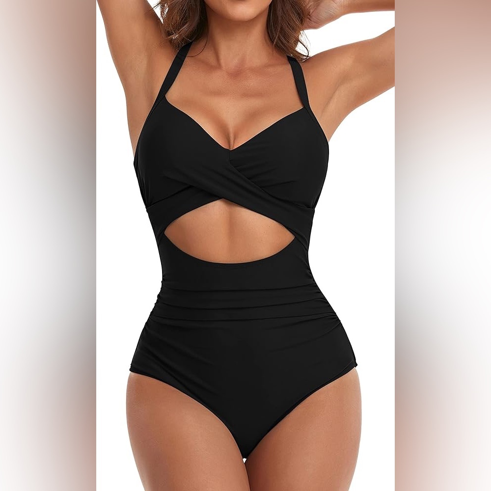 Eomenie Women's One Piece Swimsuit Tummy Control High Waisted 1 Piece Wr…